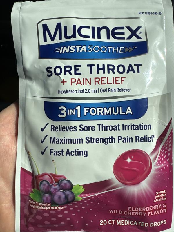 Mucinex Instasoothe Sore Throat + Pain Relief ' Elderberry