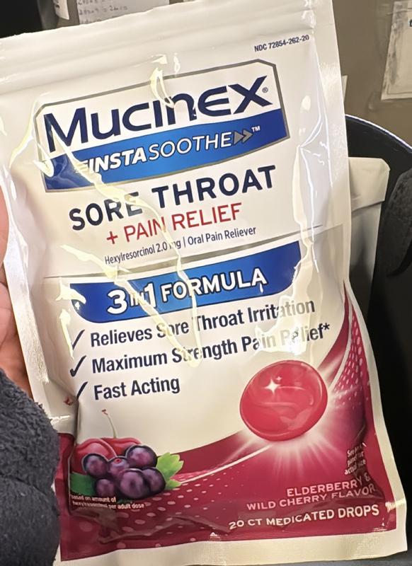 Mucinex Instasoothe Sore Throat + Pain Relief ' Elderberry