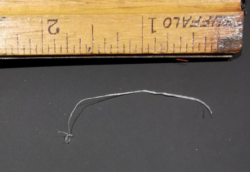 Found inside Breath Buster biscuit, a piece of nylon thread.