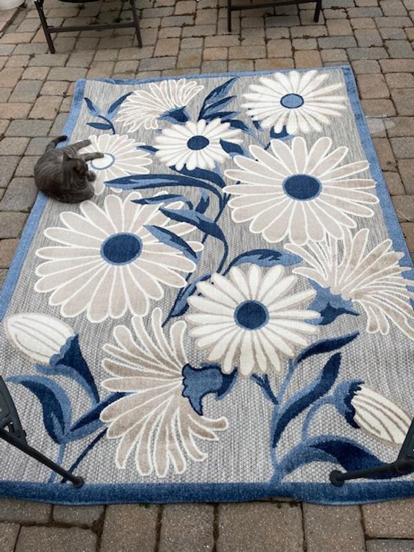 Aloha Floral Blue/Grey Outdoor Rug, ALH33 | Nourison Home