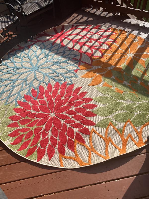 Aloha Floral Green Outdoor Rug, ALH05 | Nourison Home