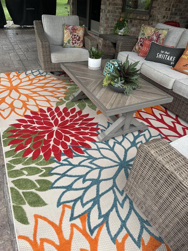 Aloha Floral Green Outdoor Rug, ALH05 | Nourison Home