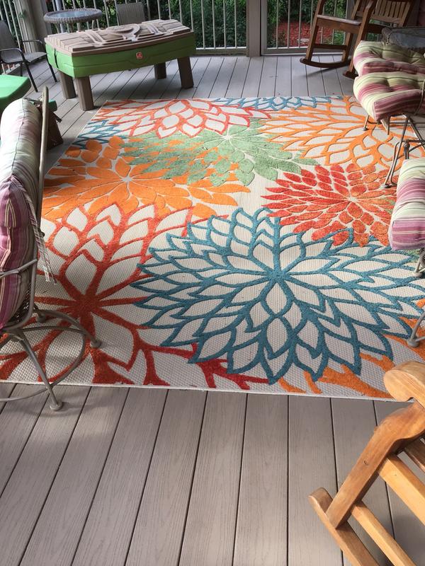 Aloha Floral Green Outdoor Rug, ALH05 | Nourison Home