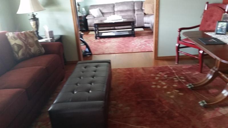 New rugs in adjoining rooms--LOVE THE LOOK!