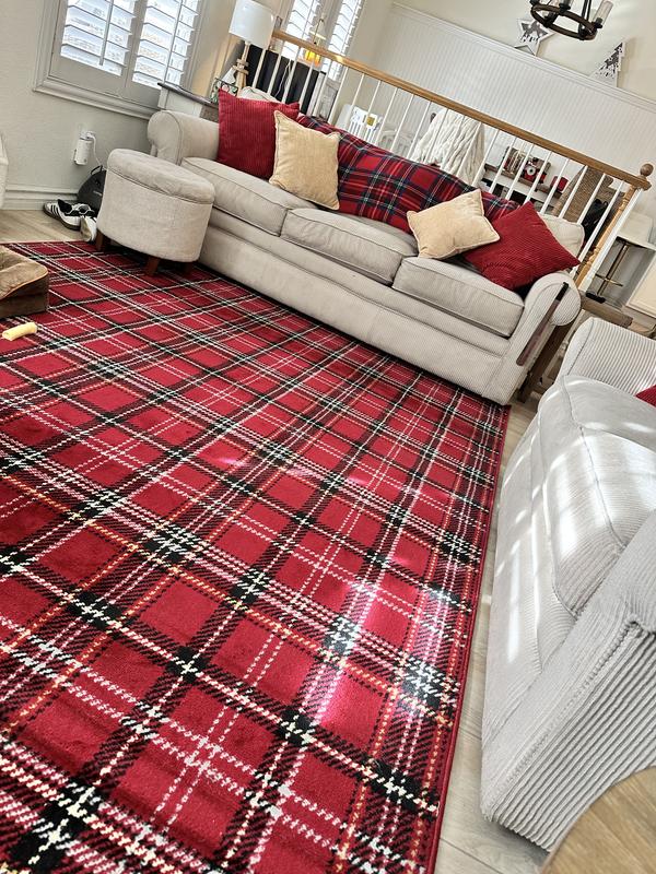 Grafix Contemporary Plaid Red Rug, GRF03 | Nourison Home