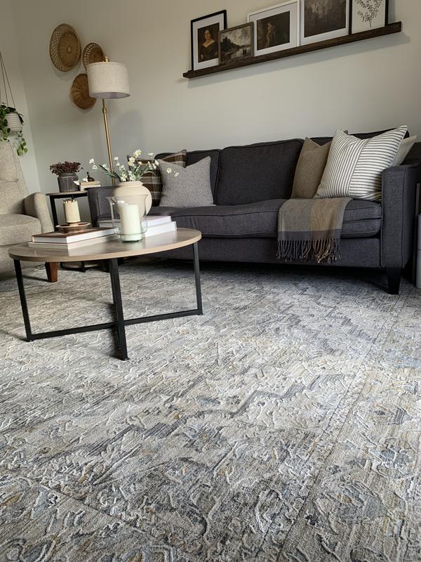 Lynx Boho Chic Floral Taupe Grey Rug | Nourison Home
