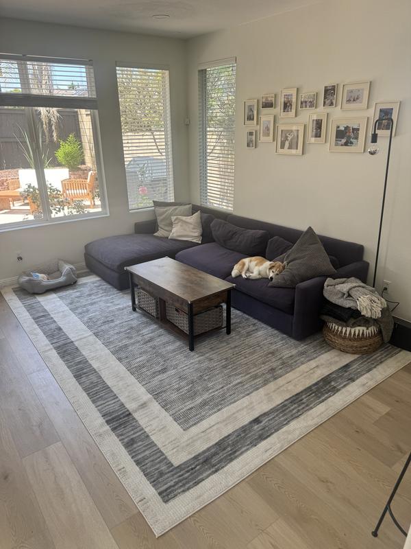 Serenity Home Grey Ivory Indoor only Geometric Rug, SRH07