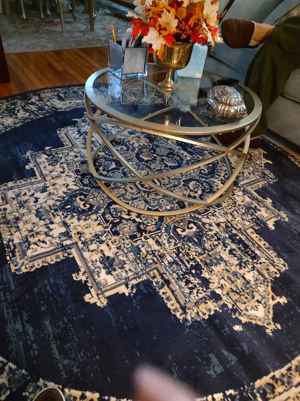 Nourison Grafix Navy Blue 8 ft. x 10 ft. Persian Medallion