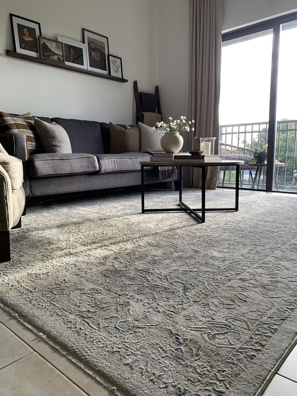 Lynx Boho Chic Floral Taupe Grey Rug | Nourison Home