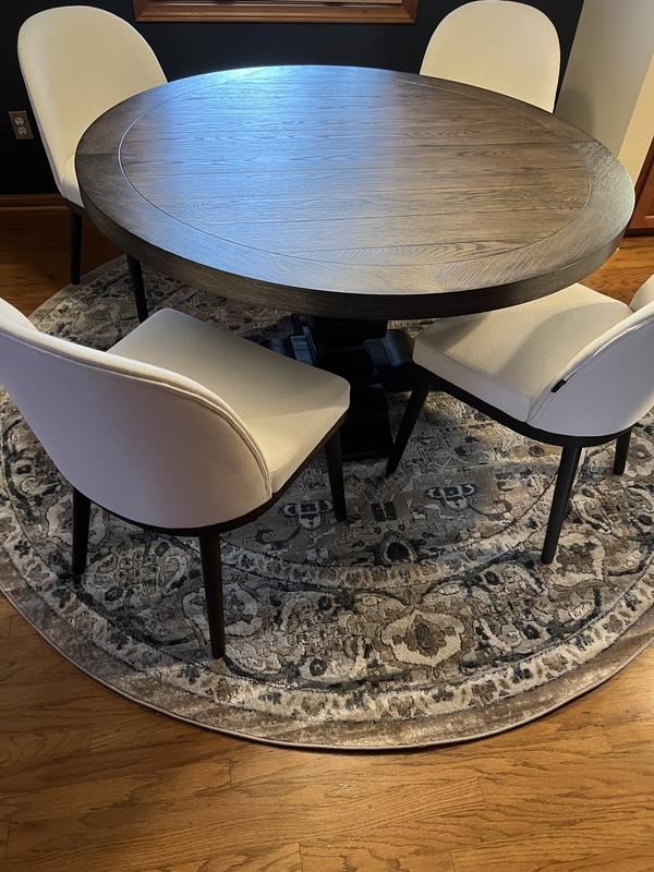 7’10” round rug for 54” table! Perfect size!