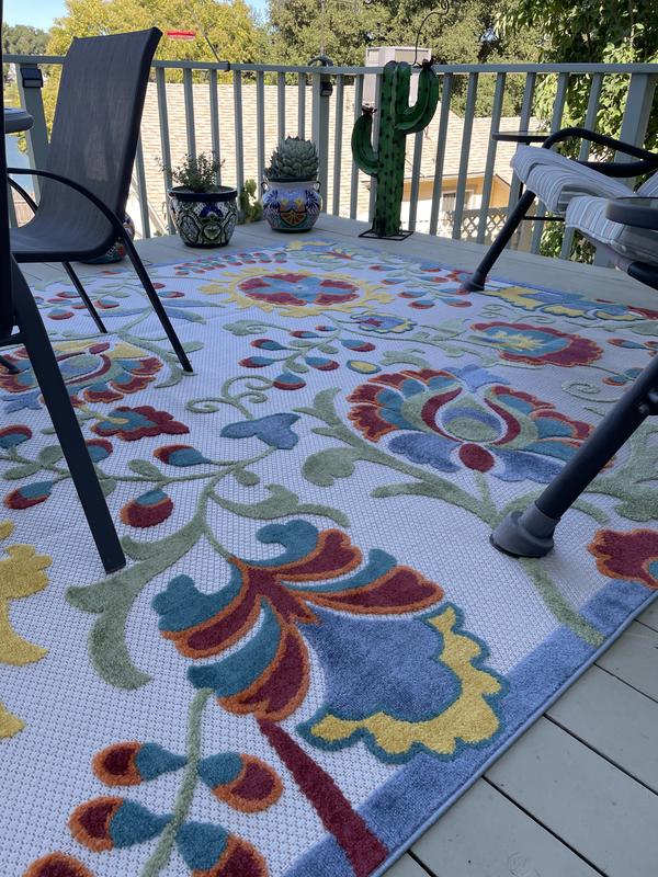 Nourison Aloha 10 X 13 (ft) Ivory Indoor/Outdoor Floral/Botanical