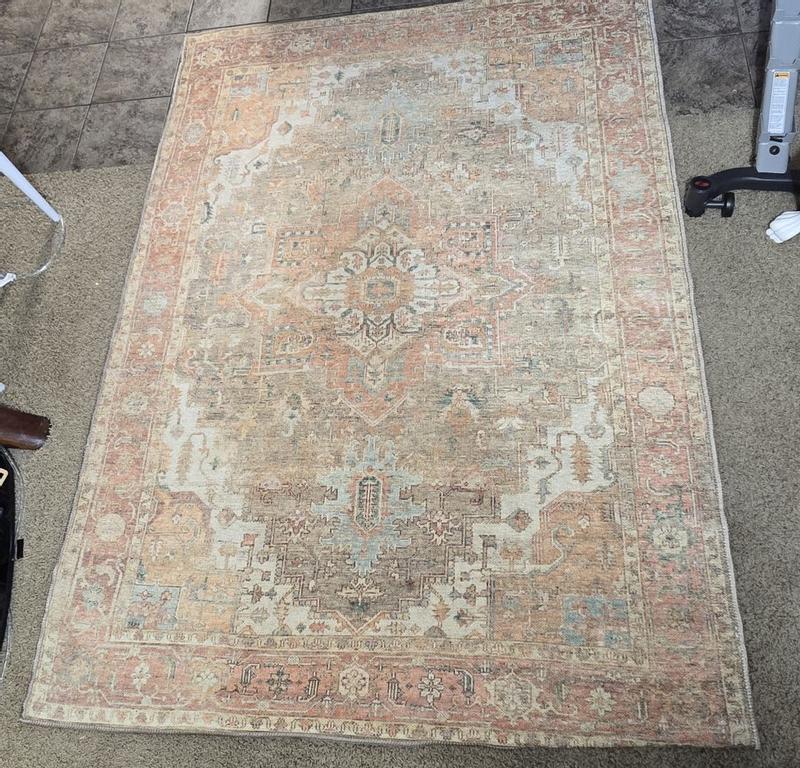 Vintage Washables Coral Taupe Indoor only Persian Rug, VWS07