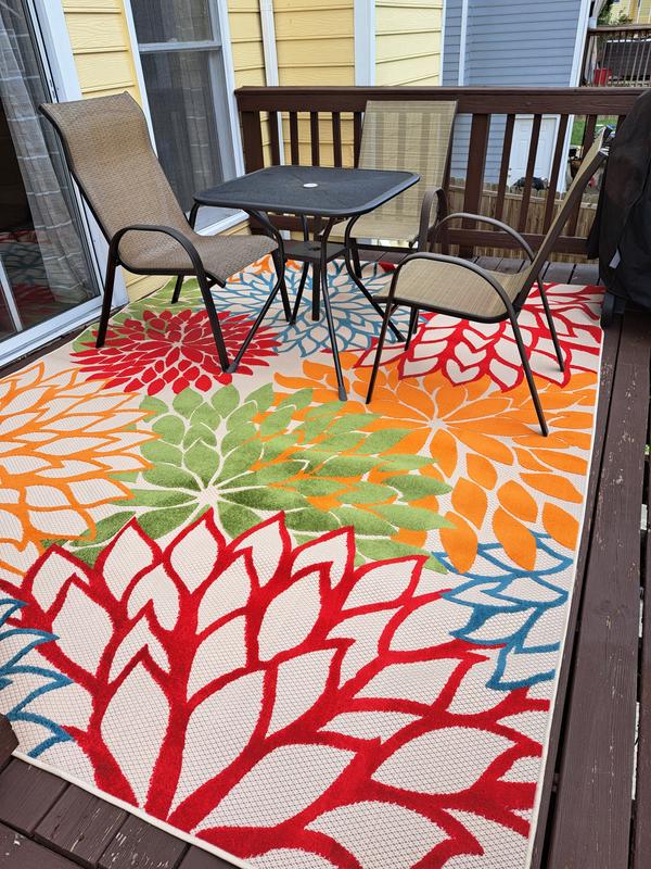 Aloha Floral Green Outdoor Rug, ALH05 | Nourison Home