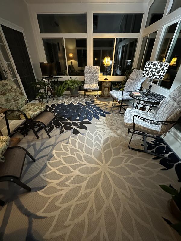 Aloha Blue Multicolor Indoor/Outdoor Floral Rug, ALH05 | Nourison