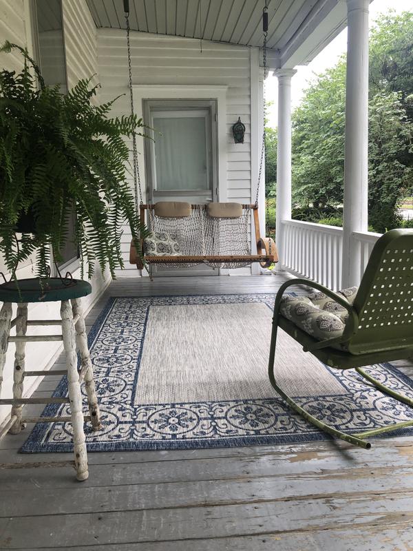 Nourison Home Country Side CTR03 Ivory and Blue 3'6