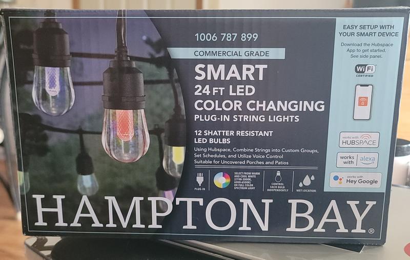 HAMPTON BAY Indoor/Outdoor 12-Light 24 ft. Smart Plug-in Edison Bulb RGBW  Color Changing LED String Light Powered by Hubspace - Matthews Auctioneers