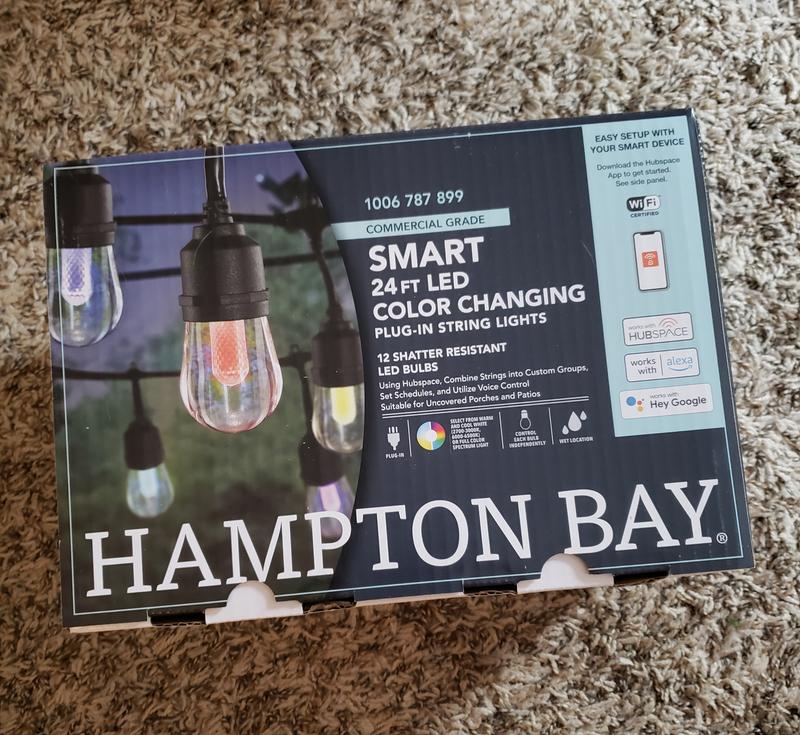 HAMPTON BAY Indoor/Outdoor 12-Light 24 ft. Smart Plug-in Edison Bulb RGBW  Color Changing LED String Light Powered by Hubspace - Matthews Auctioneers