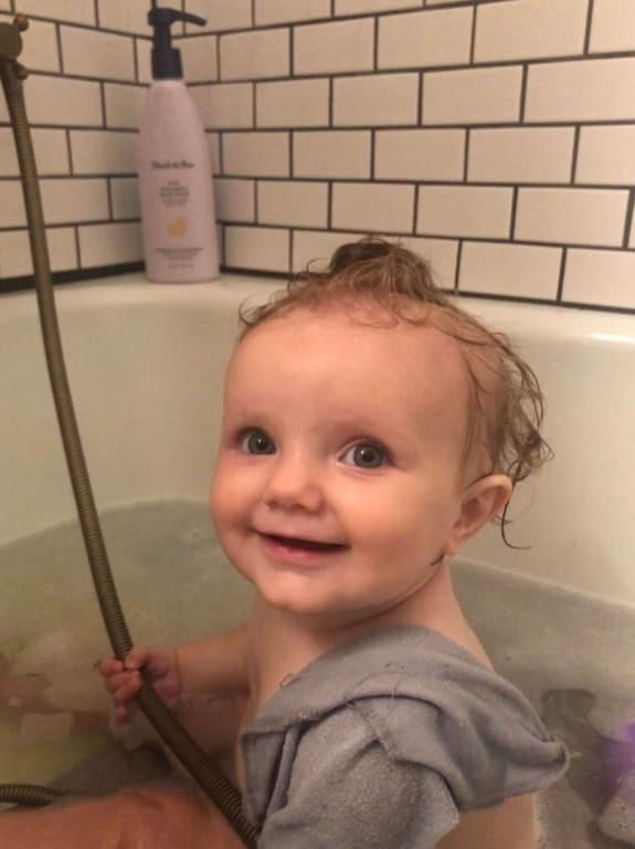 Enjoying our bath with Noodle & Boo