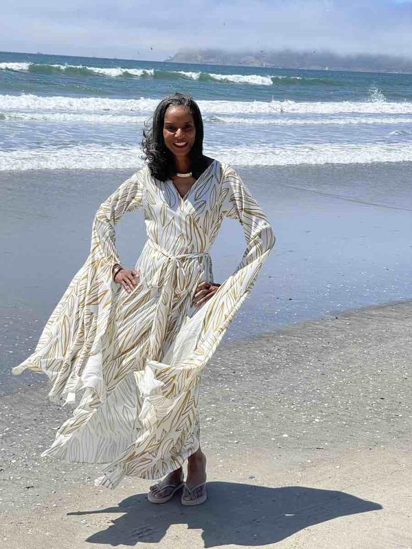 Customer photo for "Tall Girl Rocking the Gold"