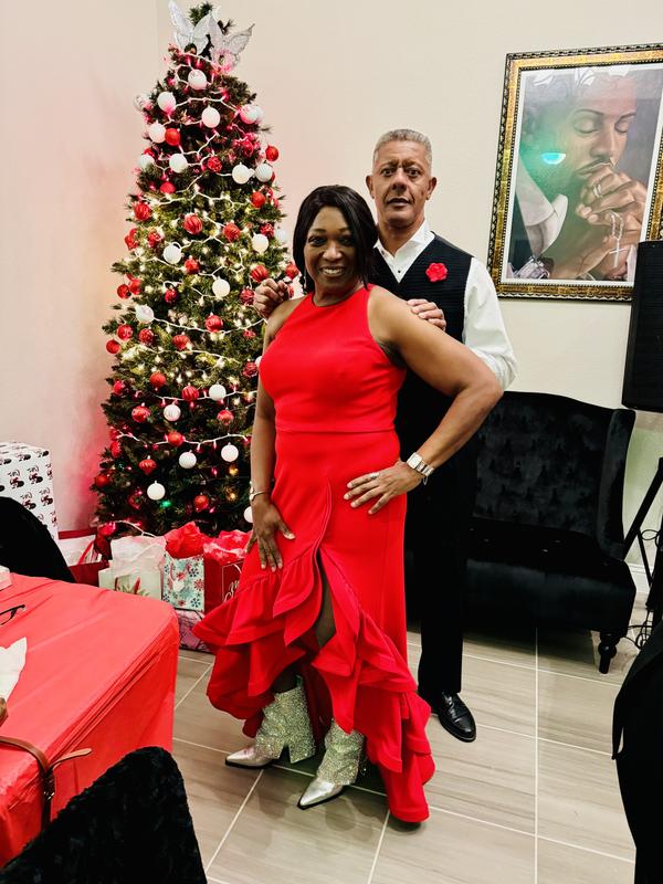 Ruffle HalterCrepe Gown