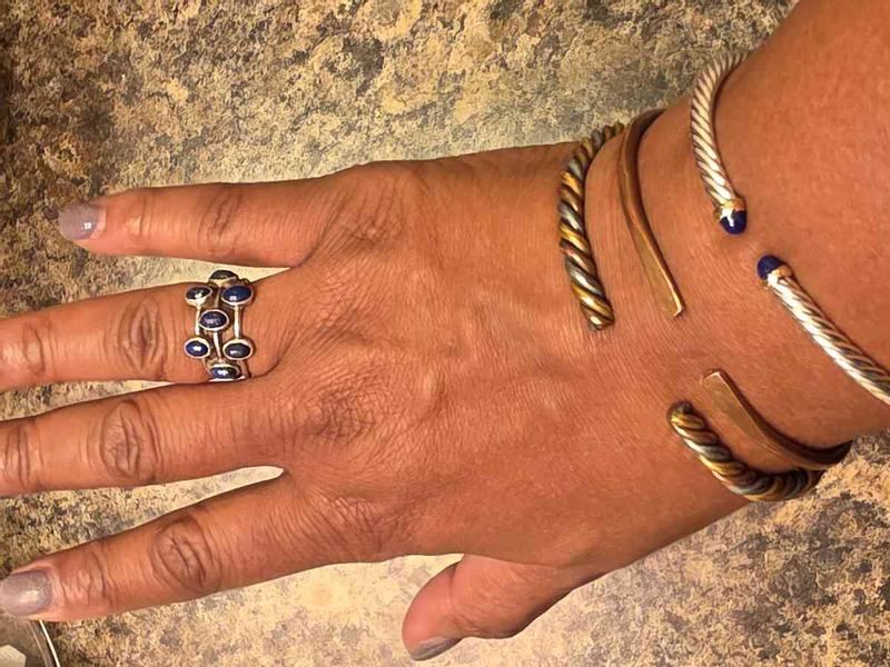 Customer photo for "Goes with my lapis and silver ring."
