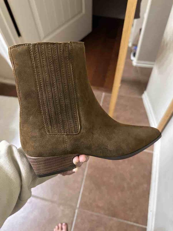 Customer photo for "Brown Suede better irl!"