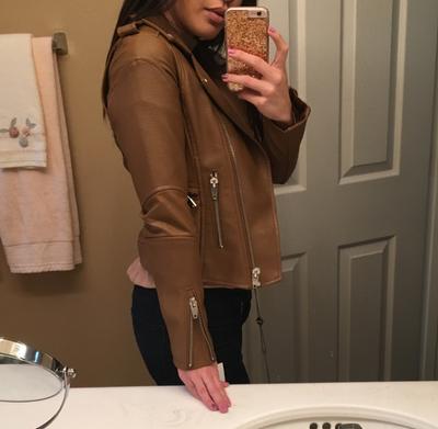 Customer photo for "The perfect faux leather jacket!!"