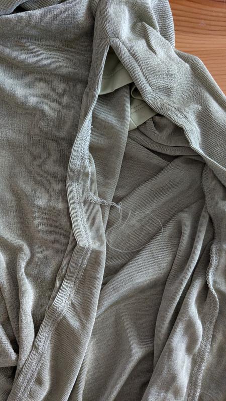 Customer photo for "Unfinished lining and threads"