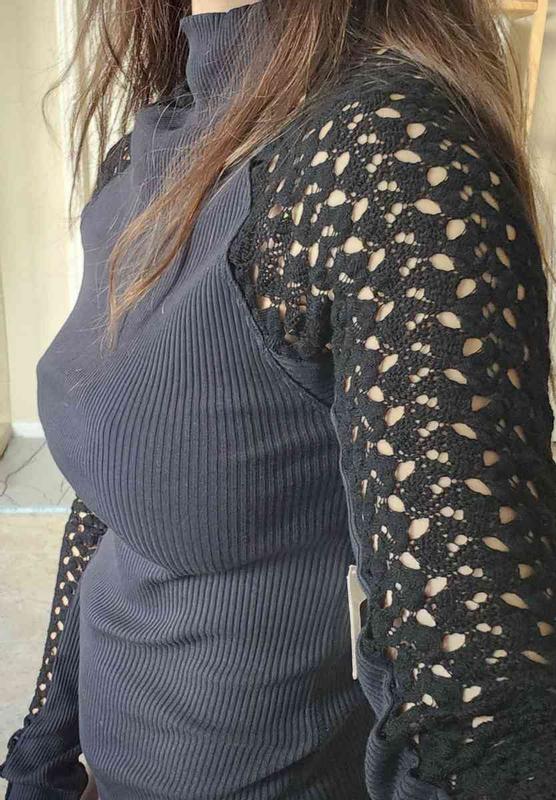 Customer photo for "Cute top mix with crochet."