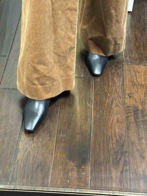 Customer photo for "great kitten heel bootie for a great price!"