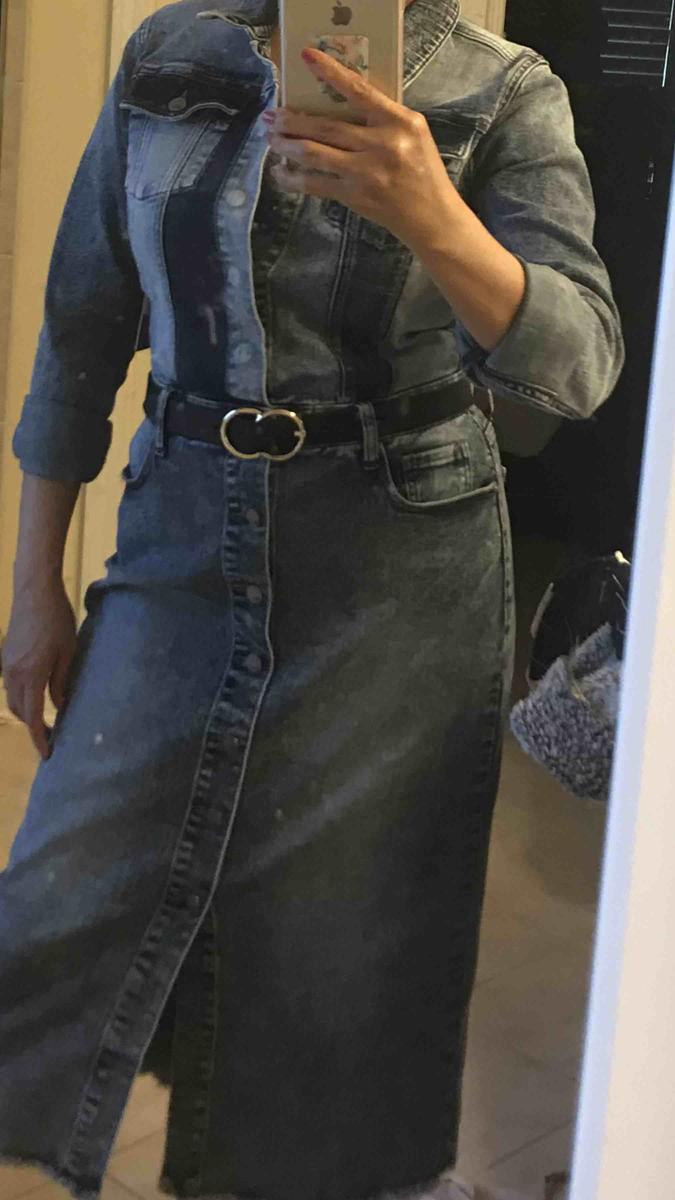 Customer photo for "Blue denim midi dress"