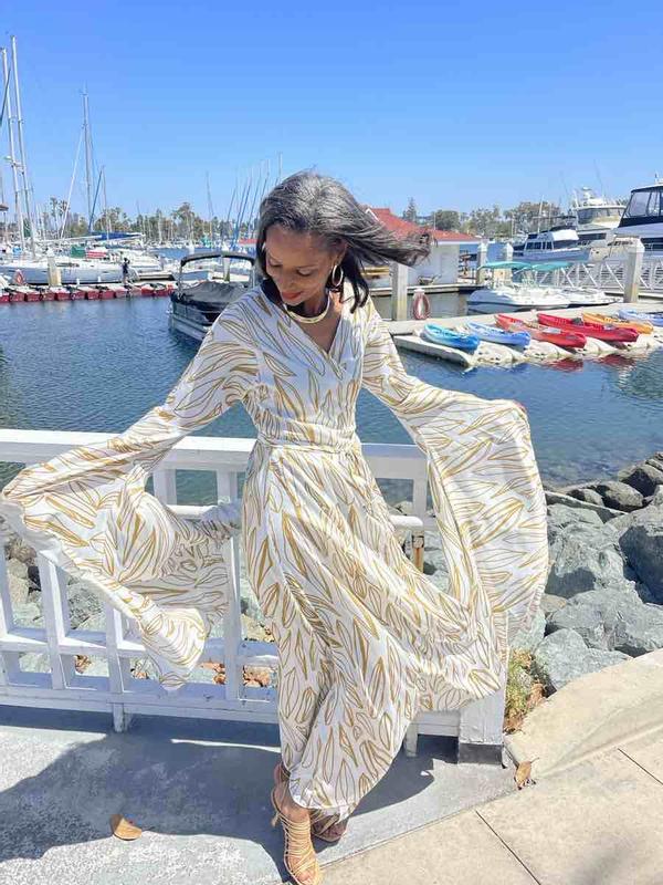 Customer photo for "Tall Girl Rocking the Gold"