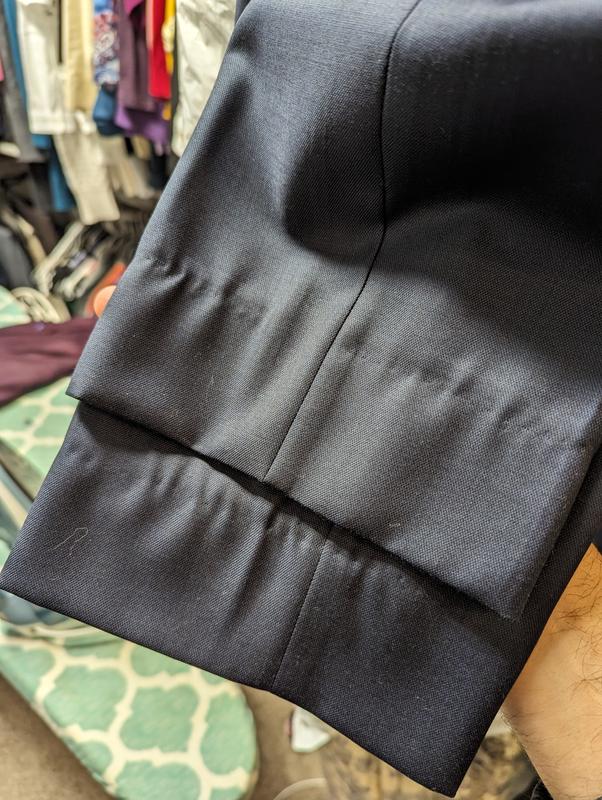 Customer photo for "Nice suit but poor alterations."