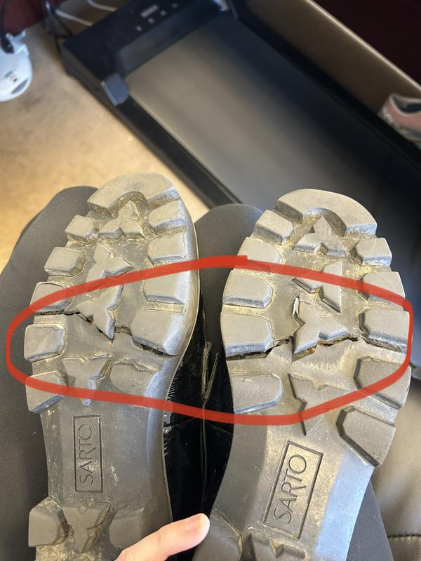 Customer photo for "BOTH SHOES BROKE IN HALF"