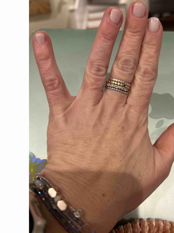 Customer photo for "nice addition to my other stacking rings"