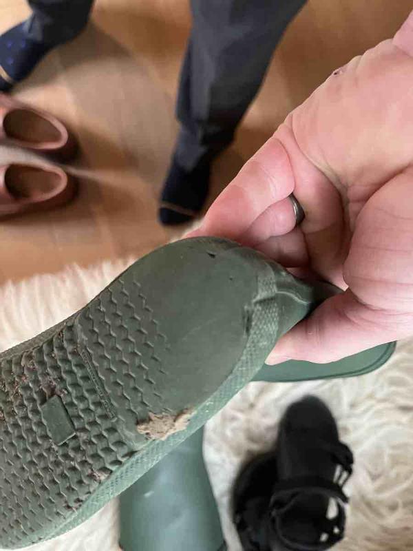 Customer photo for "Green matte boot wore out!! TWICE."