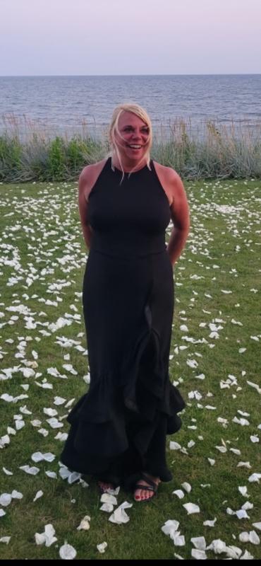 Elegant dress for black tie wedding.