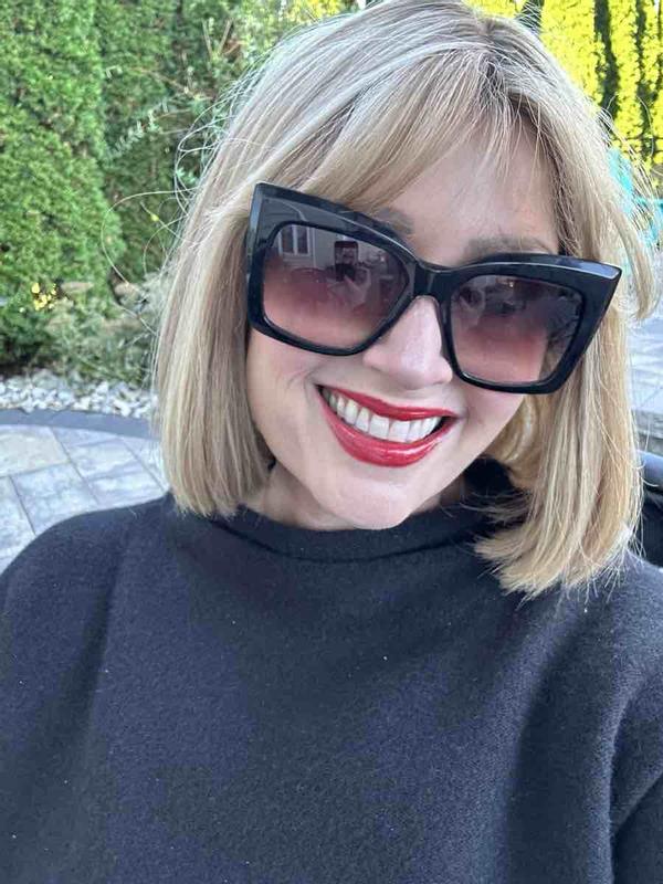 Customer photo for "CARO is glam red for pale girlies"
