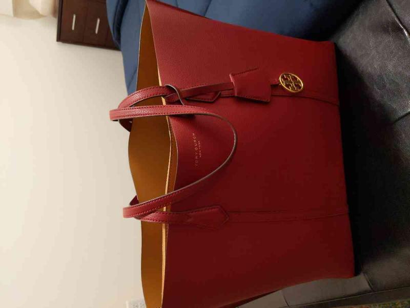 Customer photo for "It's perfect red for roomy tote"