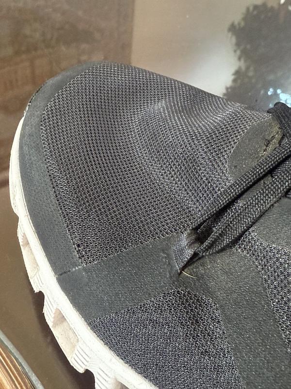 Customer photo for "A hole created on the corner of the shoes"