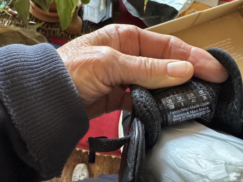 Customer photo for "these shoes are NOT leather"