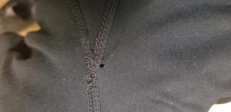 Customer photo for "Hole in the crotch area after 3 months."