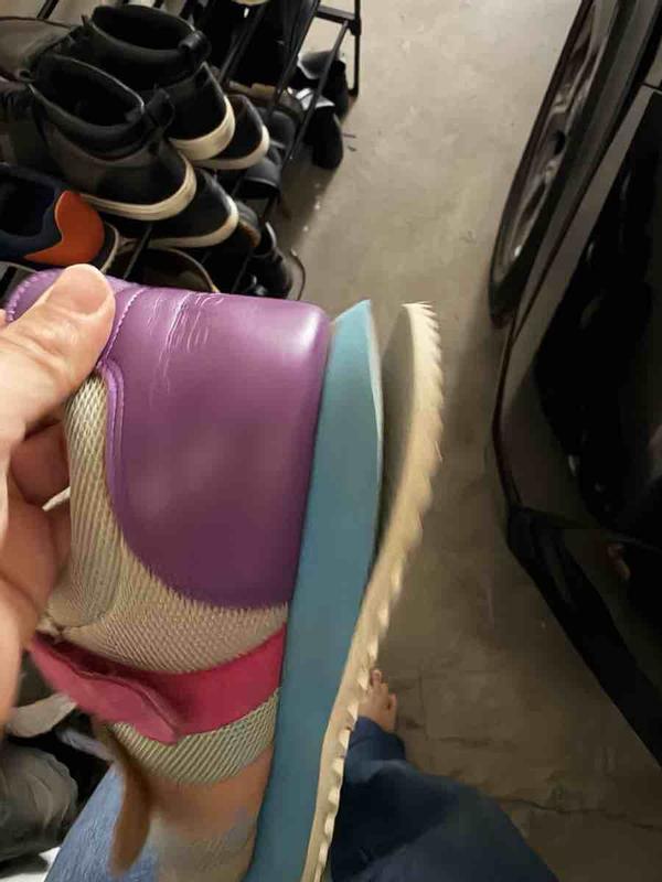 Customer photo for "heel separated from shoe."