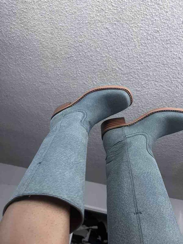 Customer photo for "gorgeous blue denim look"