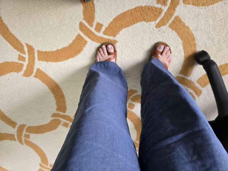 Customer photo for "Beautiful Pants, Disappointing Quality"