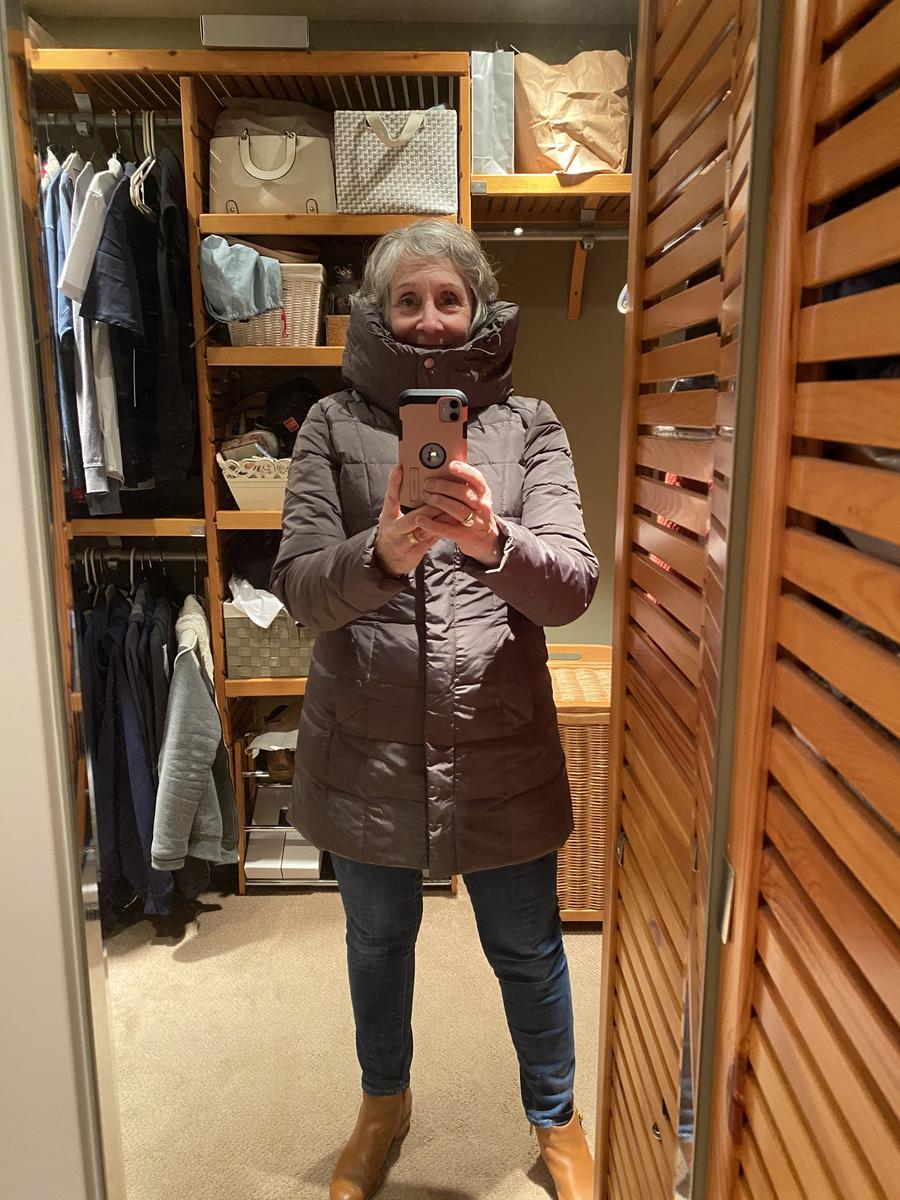 Customer photo for "Big, thick hood if you have lots of wind"