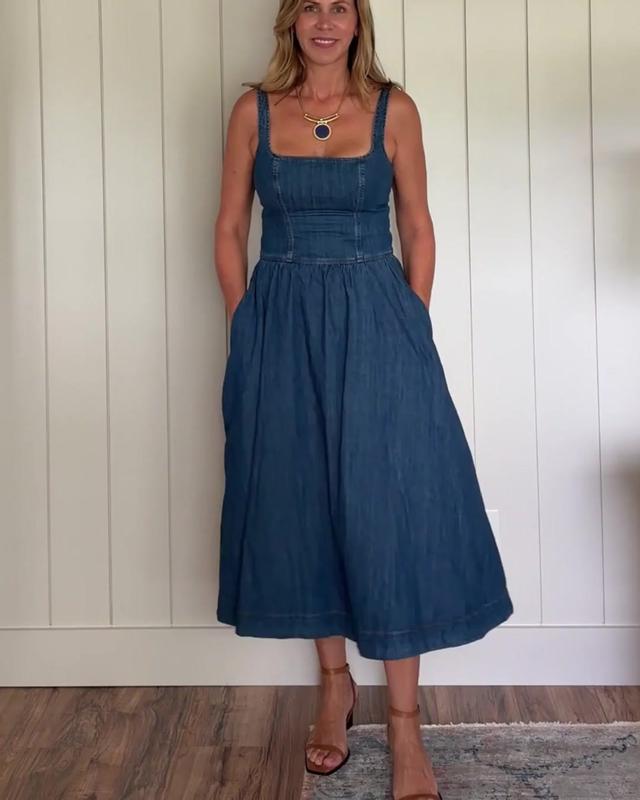 Reformation Janu Denim Midi Dress (Women)