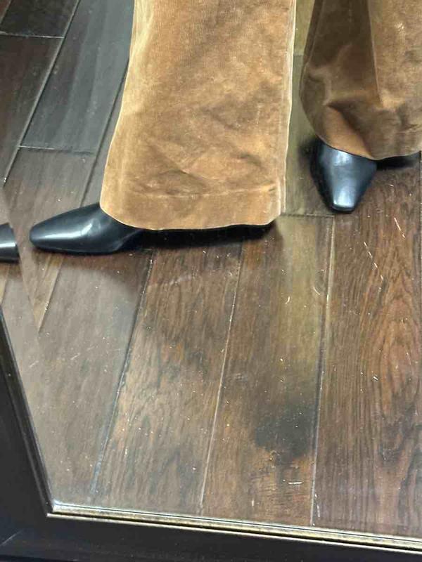 Customer photo for "great kitten heel bootie for a great price!"
