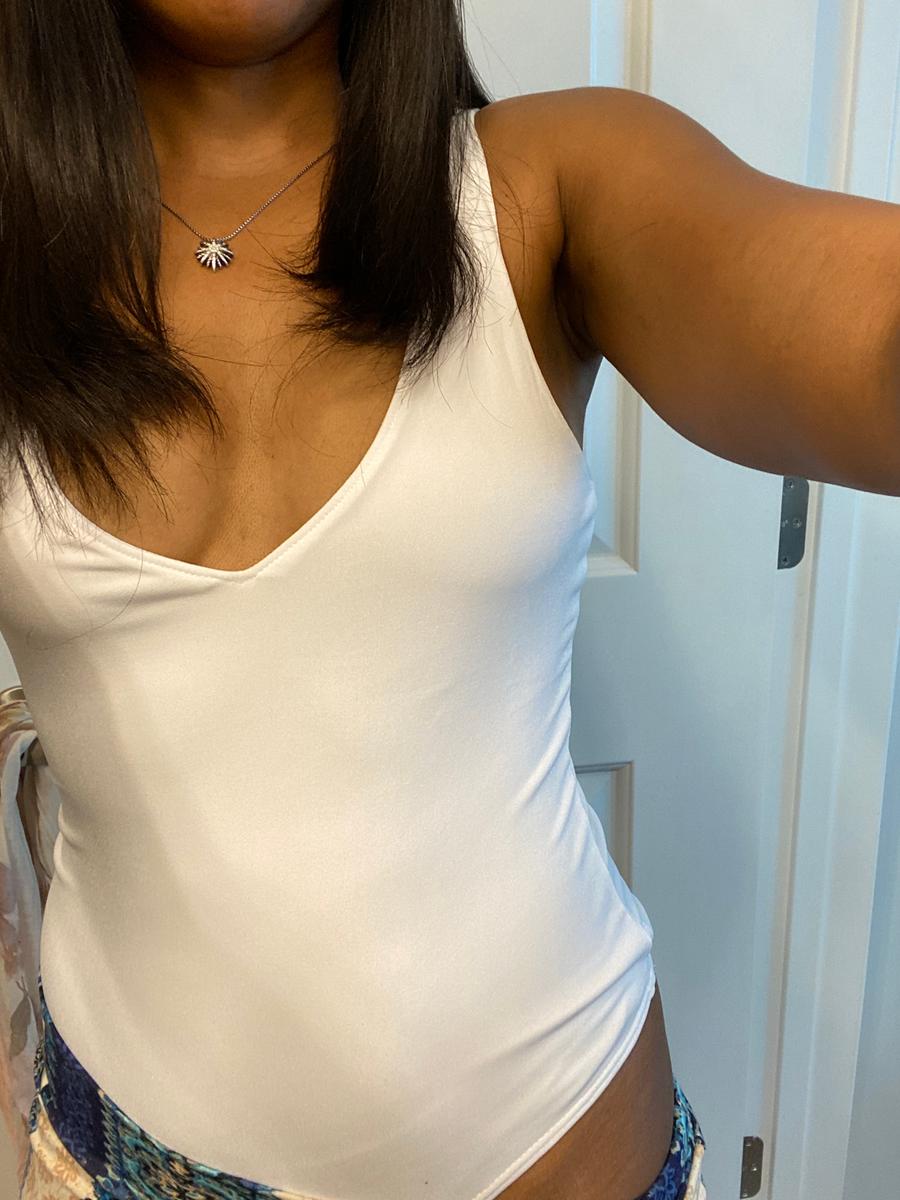 Customer photo for "Great material stretchy fit"