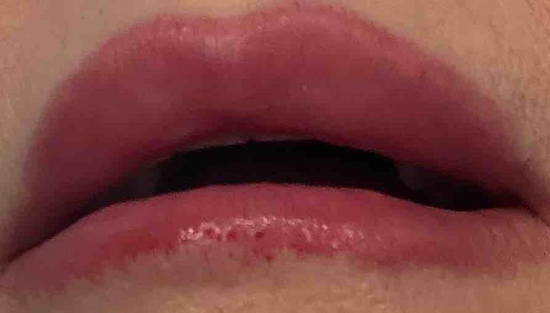 Customer photo for "Runs/bleeds outside lip line"
